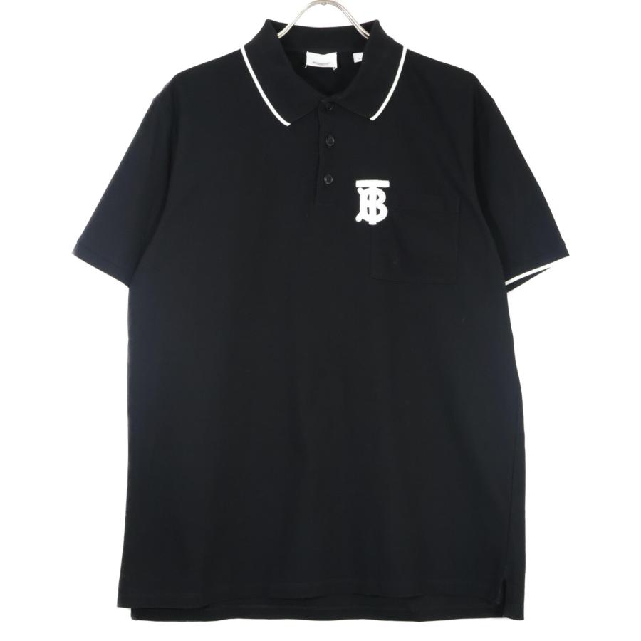 BURBERRY バーバリー PTCRSND80PAR 20SS ﾘｶﾙﾄﾞﾃｨｯｼ TBﾛｺﾞ刺繍ﾎﾟﾛｼｬﾂ トップス M ブラック メンズ BURBERRY（バーバリー） PTCRSND80PAR 20SS リカルドティッシ TBロゴ