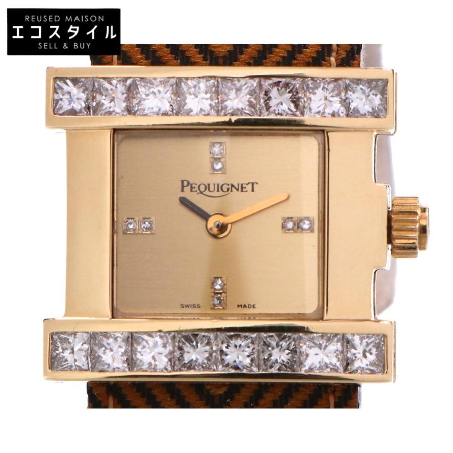 PEQUIGNET ペキニエ 750YG ソレラ ダイヤモンドベゼル クォーツ 腕時計  