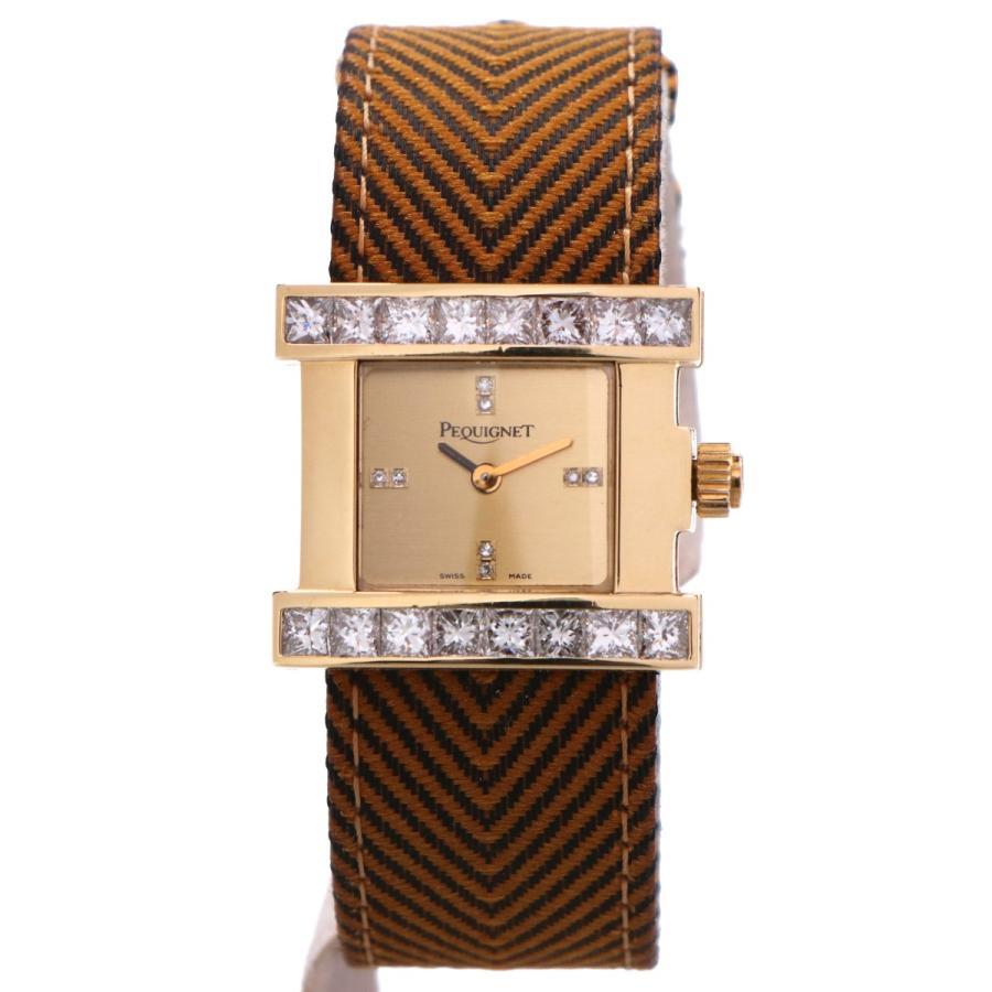 PEQUIGNET ペキニエ 750YG ソレラ ダイヤモンドベゼル クォーツ 腕時計  