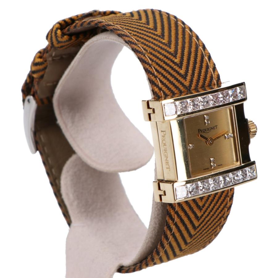 PEQUIGNET ペキニエ 750YG ソレラ ダイヤモンドベゼル クォーツ 腕時計  