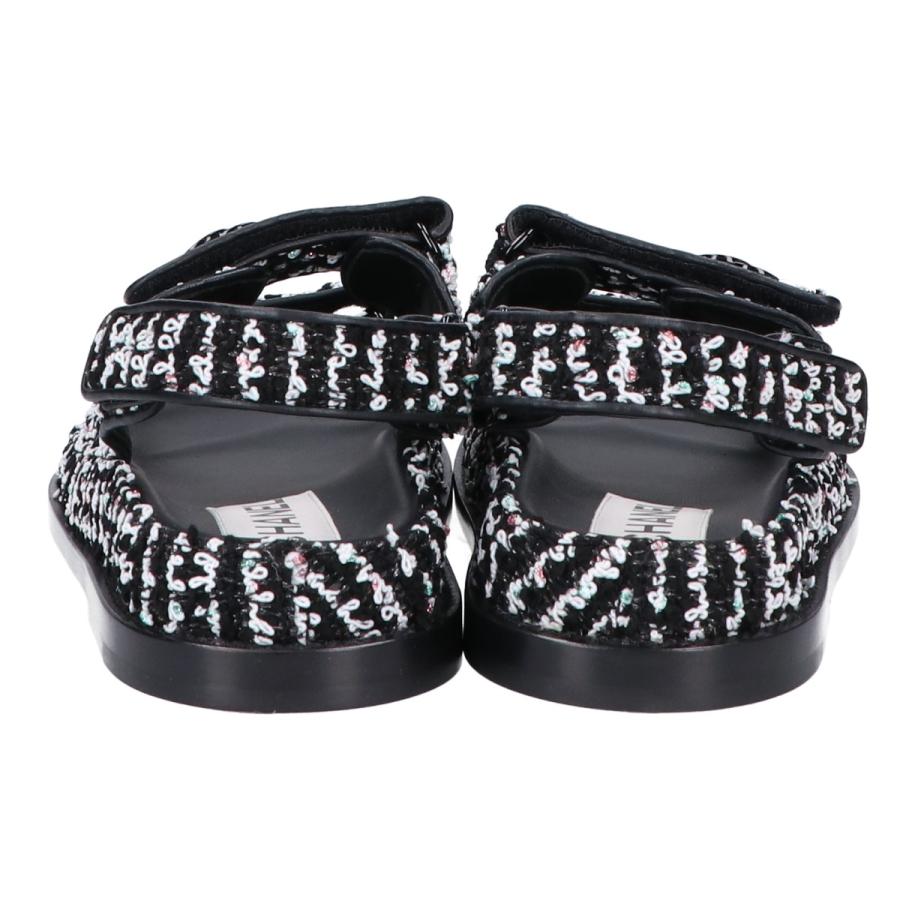 CHANEL シャネル G35927 ココマーク ツイード/レザー フラット  