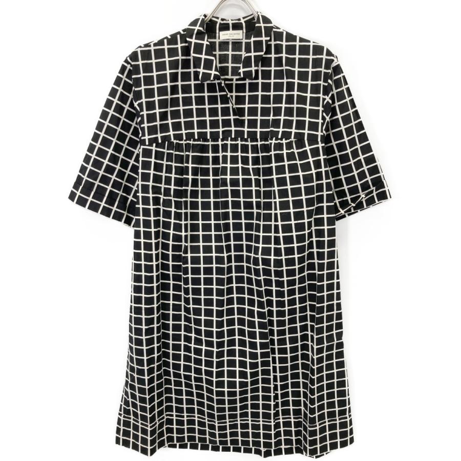 DRIES VAN NOTEN ドリスヴァンノッテン ワンピース 38 ブラック ホワイト チェック レディース DRIES VAN NOTEN ドリスヴァンノッテン ブラック×ホワイト チェック