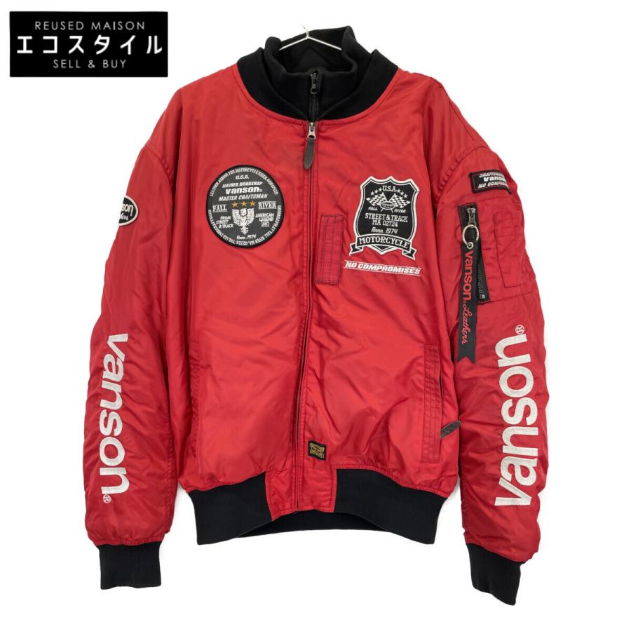 【美品】VANSON(バンソン)秋冬ジャケットma-1/プロテクター入り/レッド VANSON（バンソン） VS23109W 2りんかん受注限定カラー プロテクター
