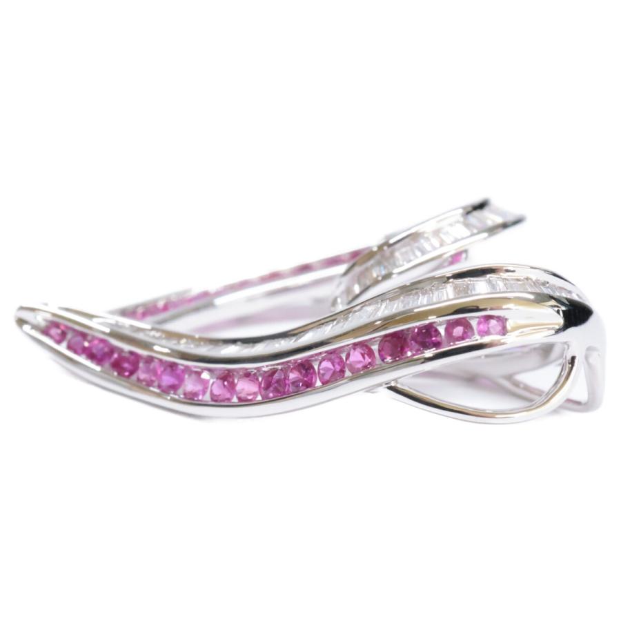 美品 K18WG 笠原真寿美 ダイヤモンド 0.45ct ルビー0.75ct ハート