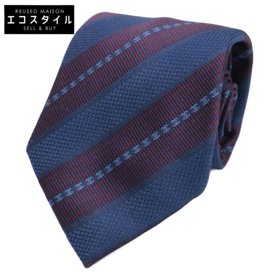 CHANEL（シャネル） 美品 ココマーク ストライプ シルク ネクタイ