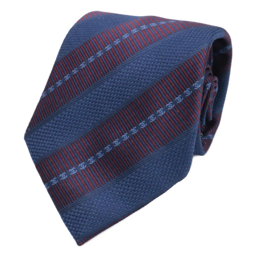 CHANEL（シャネル） 美品 ココマーク ストライプ シルク ネクタイ