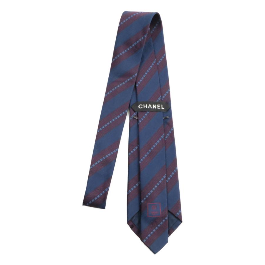 CHANEL（シャネル） 美品 ココマーク ストライプ シルク ネクタイ