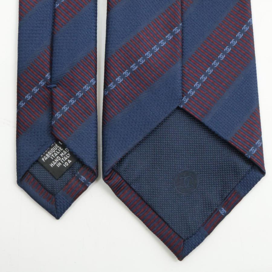 CHANEL（シャネル） 美品 ココマーク ストライプ シルク ネクタイ