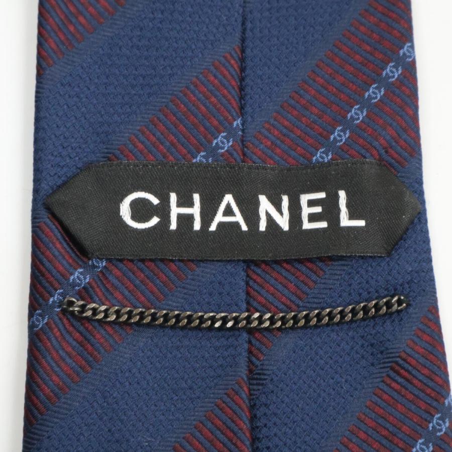 CHANEL（シャネル） 美品 ココマーク ストライプ シルク ネクタイ