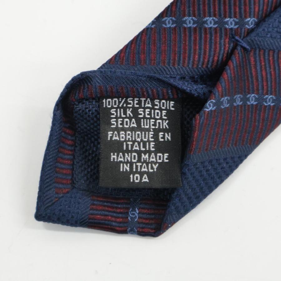 CHANEL（シャネル） 美品 ココマーク ストライプ シルク ネクタイ