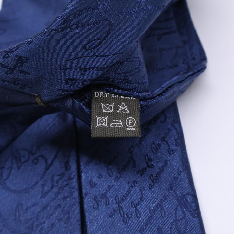 美品 berluti ベルルッティ スクリット シルク ネクタイ ネイビー