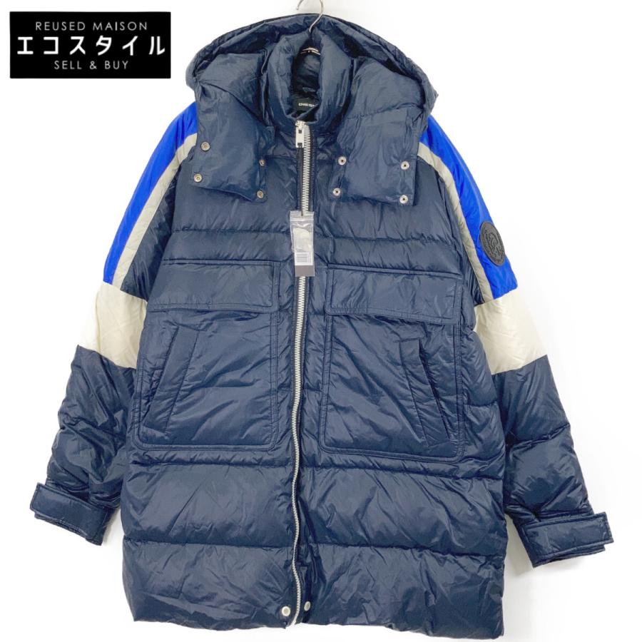 DIESEL ネイビー ダウンジャケット Sサイズ DIESEL（ディーゼル） ネイビー ナイロン ダウンコート ネイビー S