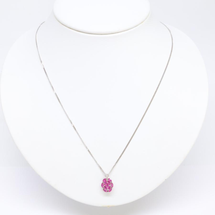 GSTV ルビー ネックレス 約85.00ct SV 新品同様 GSTV ジーエスティーブイ Pt950 ルビー0.75ct/D0.006ct マリ