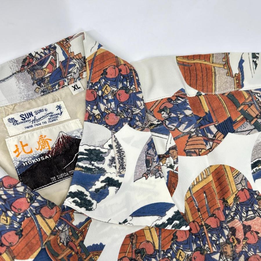 新品/ SUN SURF サンサーフ SS37918 カラー105 葛飾北斎 忠臣蔵討入 アロハシャツ XL メンズ