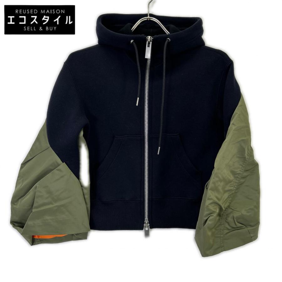 sacai（サカイ） 23ー06681 MA-1 Sponge Sweat Hoodie ブラック×カーキ