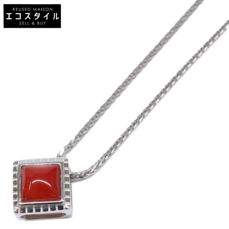 美品 QVC Pt900血赤珊瑚スクエアペンダントヘッドPt850チェーン 
