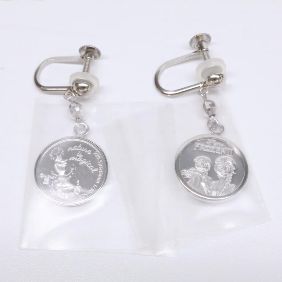新品未使用   Pt999.9 x Pt900 アナと雪の女王II1/30oz 純プラチナメダル イヤリング レディース アクセサリー ジュエリーの画像