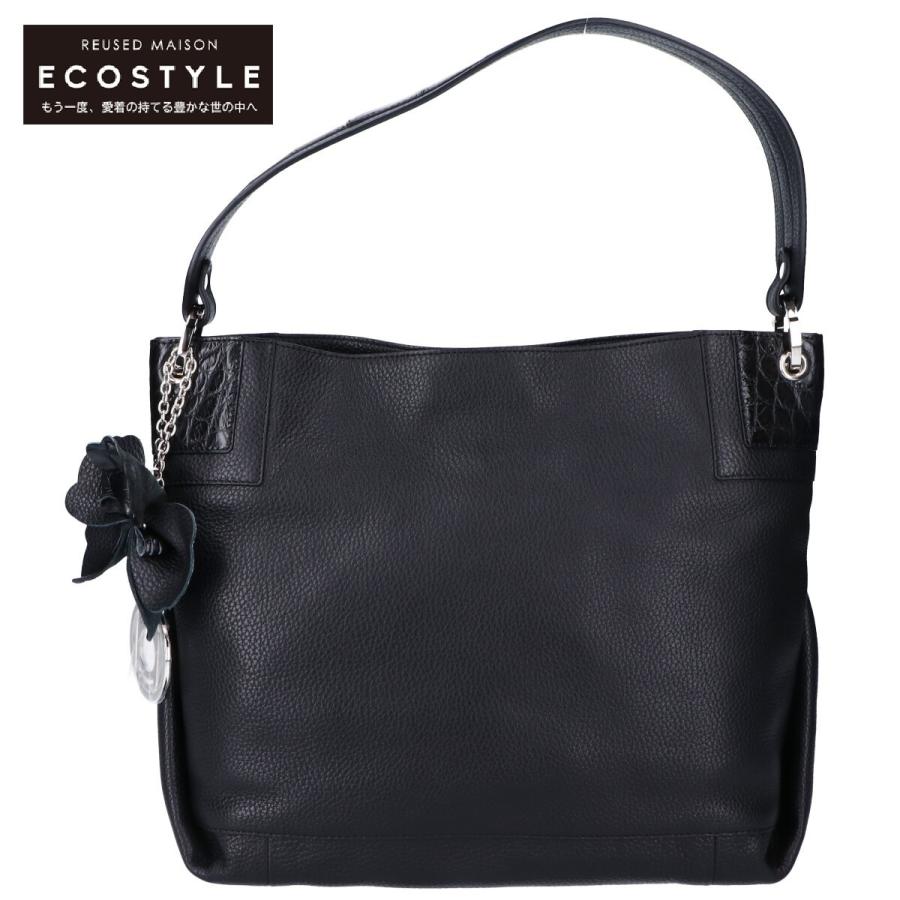 新品同様】ボーグランクロコダイル2WAYショルダーバッグハンド黒