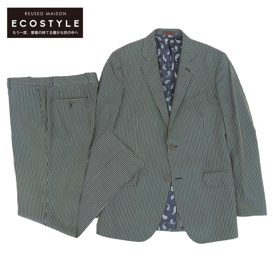 エトロ　スーツ　グレー系ストライプ ETRO エトロスーツ 52 グレーストライプ ペイズリー