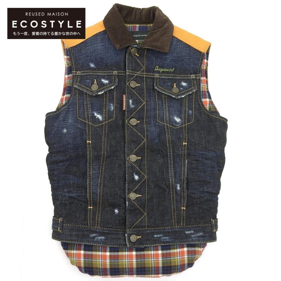 DSQUARED2 未使用 ディースクエアード デニム×チェック柄 DSQUARED2 未使用 ディースクエアード デニム×チェック柄