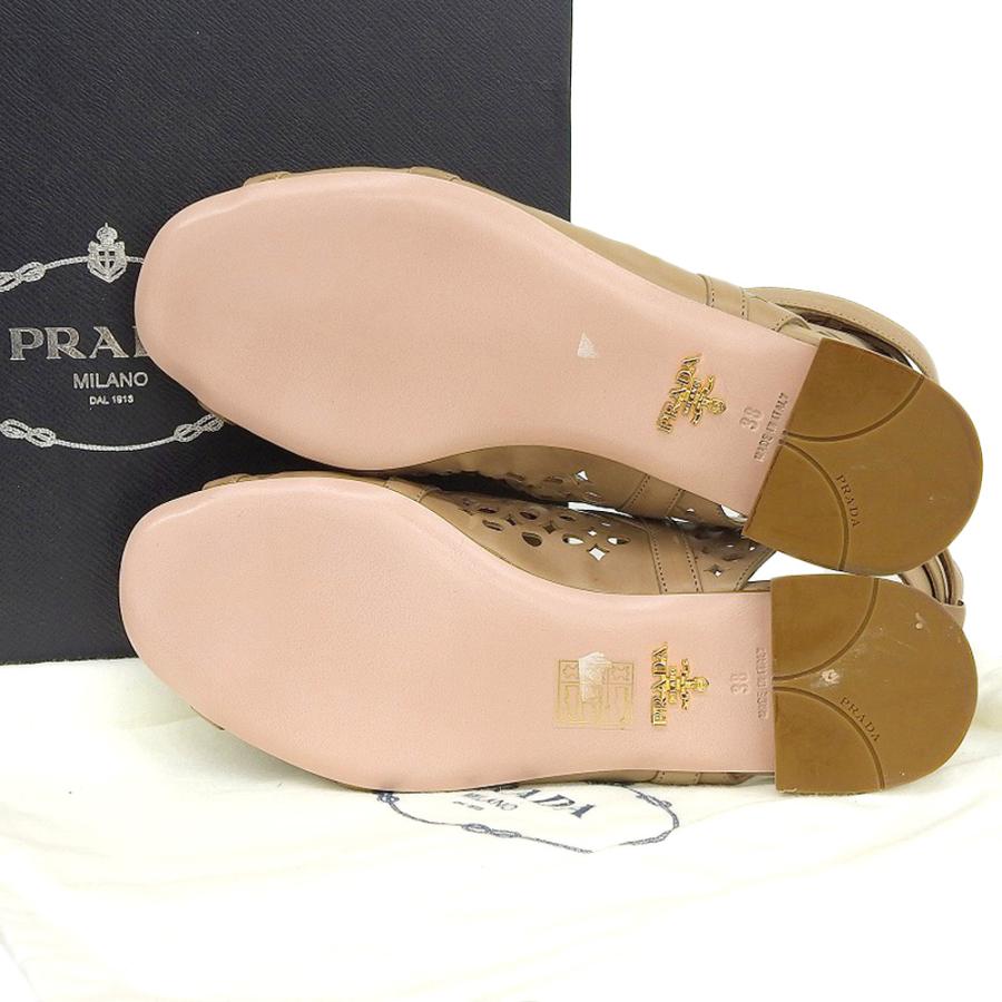 PRADA 未使用 プラダ レザーストラップサンダル レディース ベージュ 