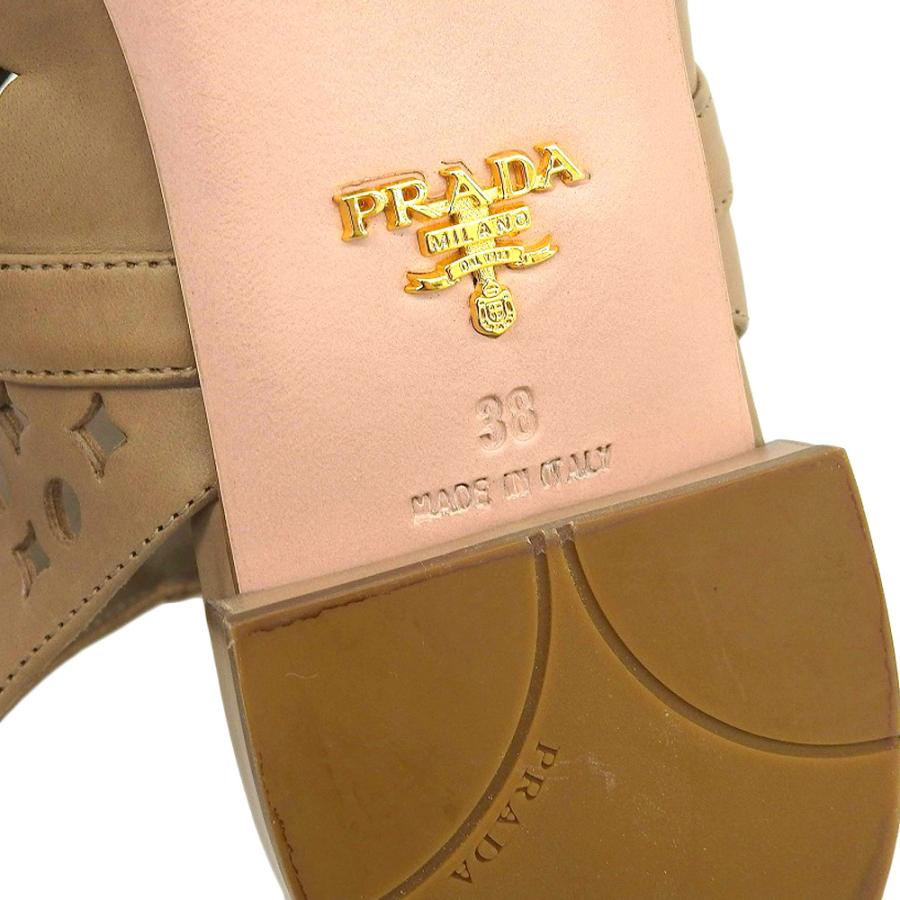PRADA 未使用 プラダ レザーストラップサンダル レディース ベージュ 