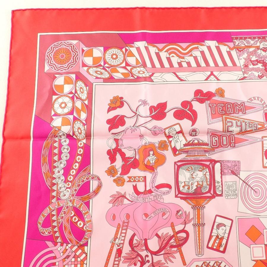 美品 HERMES エルメス カレ ダブルフェイス 90 杖傘と決闘 シルク100