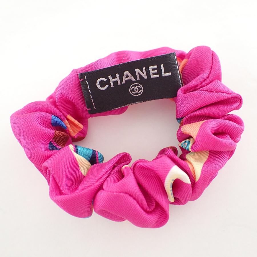 美品　CHANEL シルク　リボンシュシュ　ピンク 美品CHANEL シルクリボンシュシュピンク