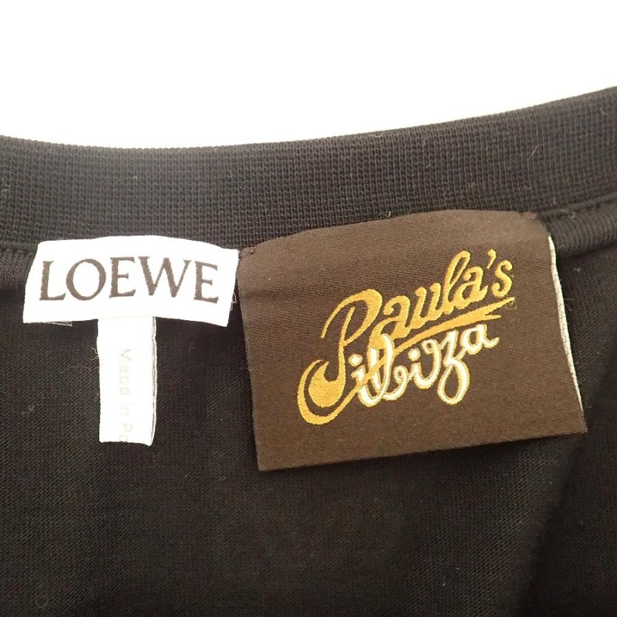 美品/20SS LOEWE ロエベ PAULA S IBIZA オーバーサイズ マーメイド クルーネック 半袖Tシャツ/ トップス S ブラック  レディース