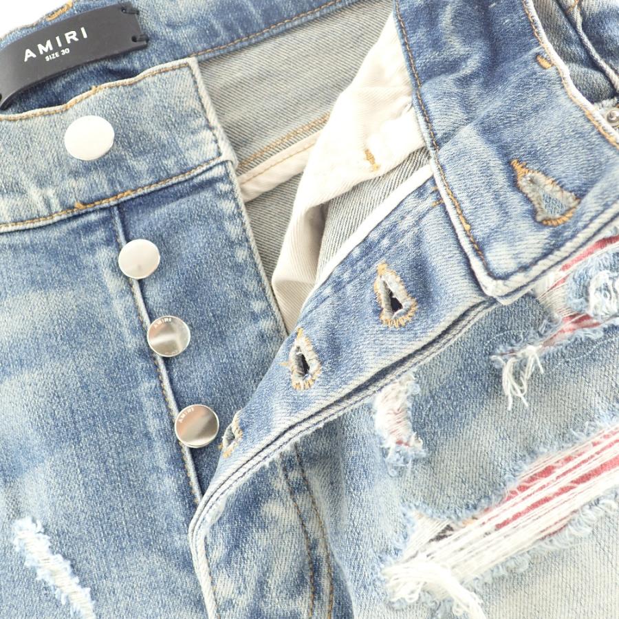 美品/ AMIRI アミリ ダメージ加工 レインボーパッチ スキニー