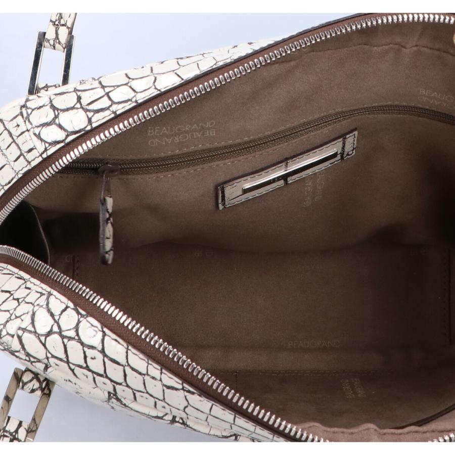 BEAUGRAND ボーグラン メジクロコダイル ハンドバッグ ホワイト