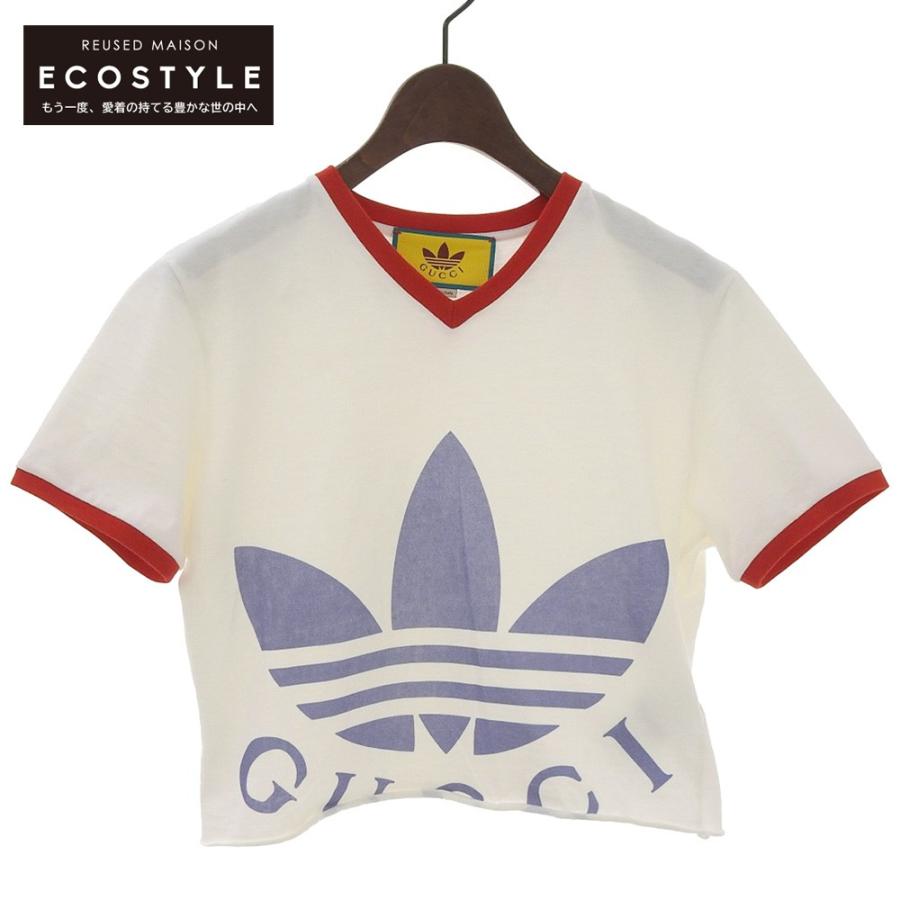 GUCCI 美品 グッチ ×アディダス クロップドVネックTシャツ レディース 