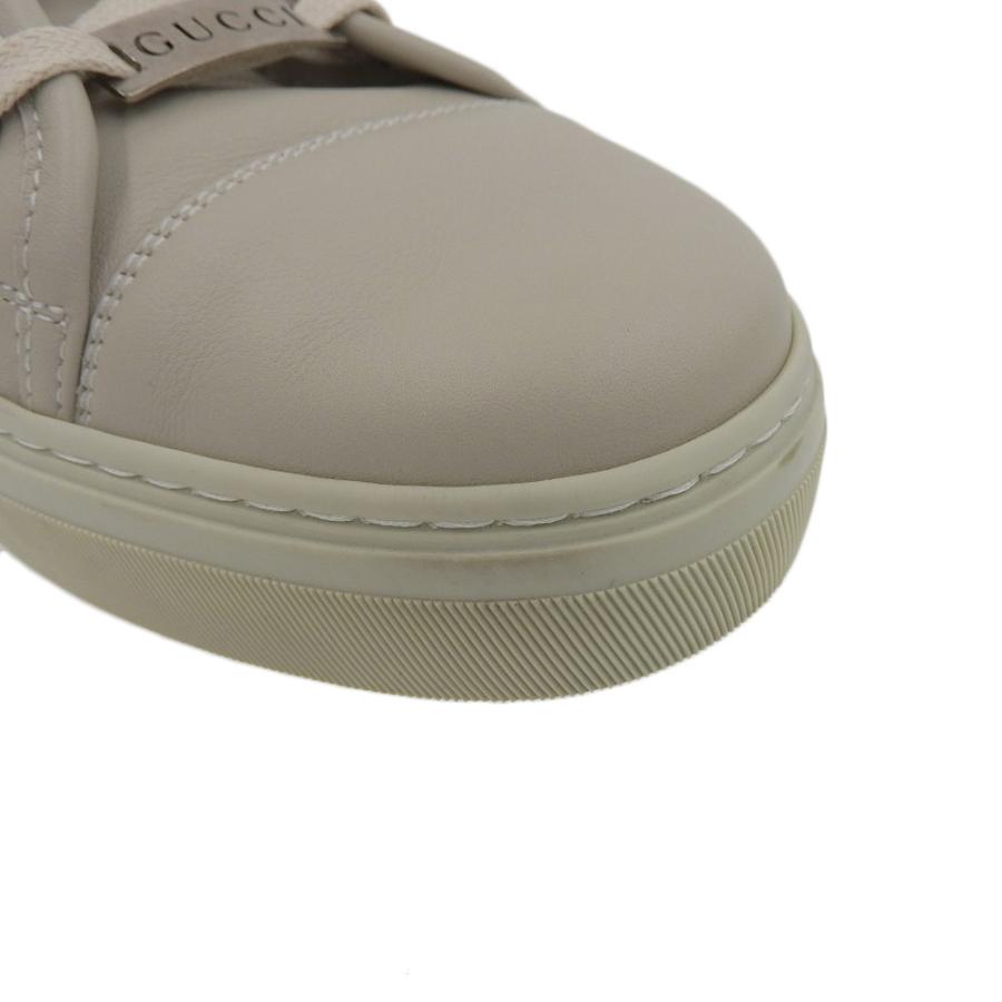 新品同様 GUCCI グッチ レザー ロゴプレート ローカット スニーカー