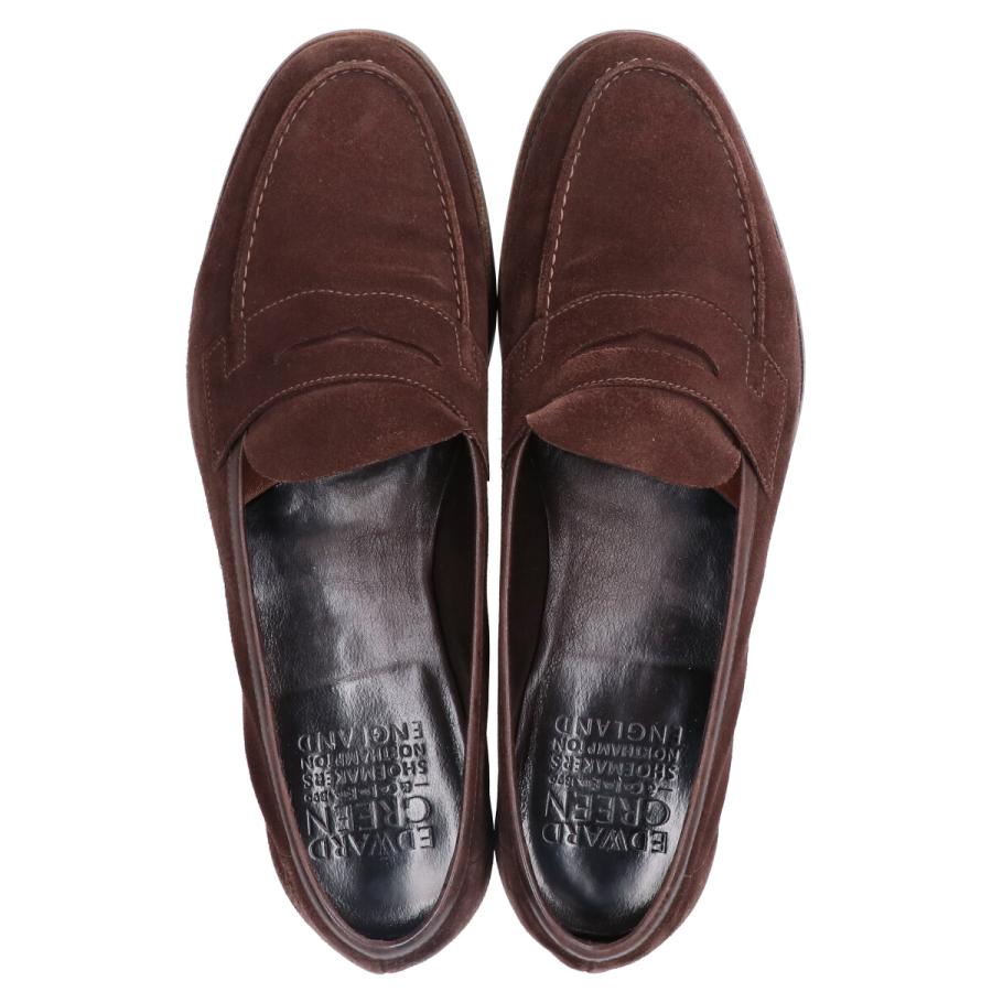 d0303 新品同様 エドワードグリーン スエード ローファー 7 茶 極上☆エドワードグリーン UK7.5程度【☆コインローファー/スエード