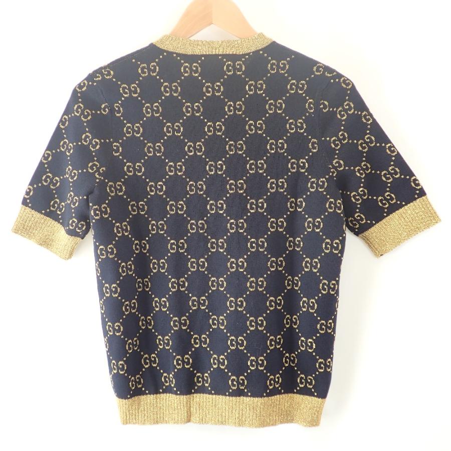 新品/国内正規 GUCCI グッチ 526759 GG柄 ラメ 半袖ニットセーター 