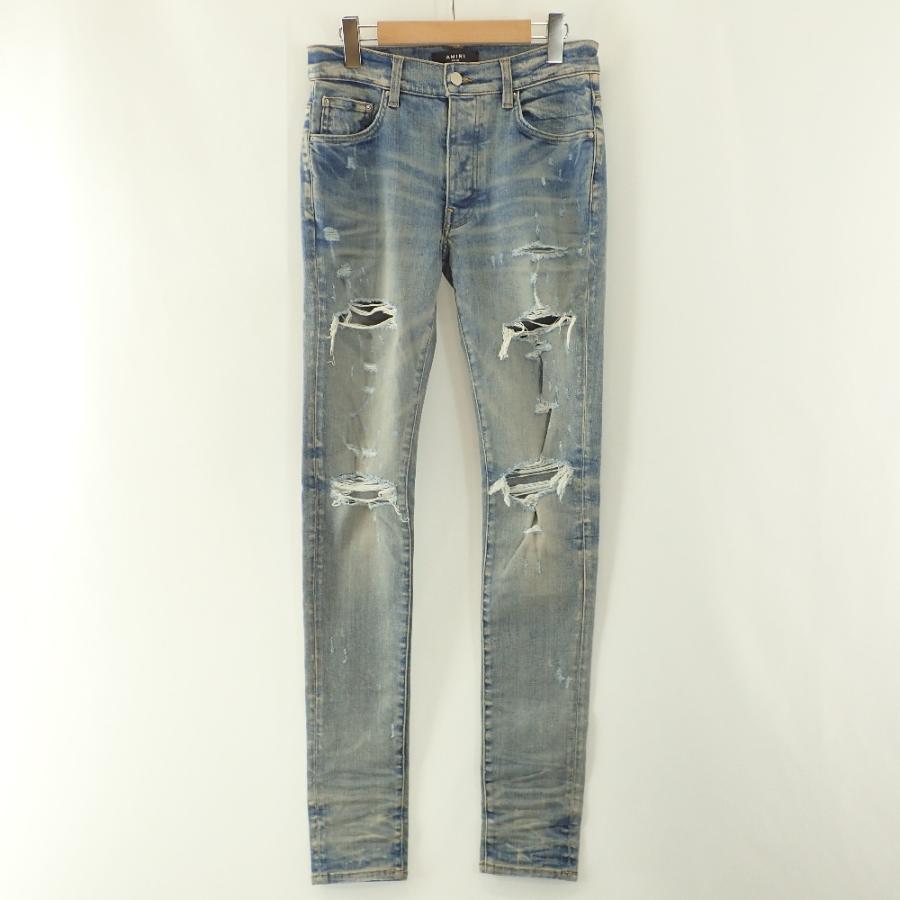 美品/21年 AMIRI アミリ SR1XMD005SAMDSI DAMAGE SKINNY DENIM PANTS