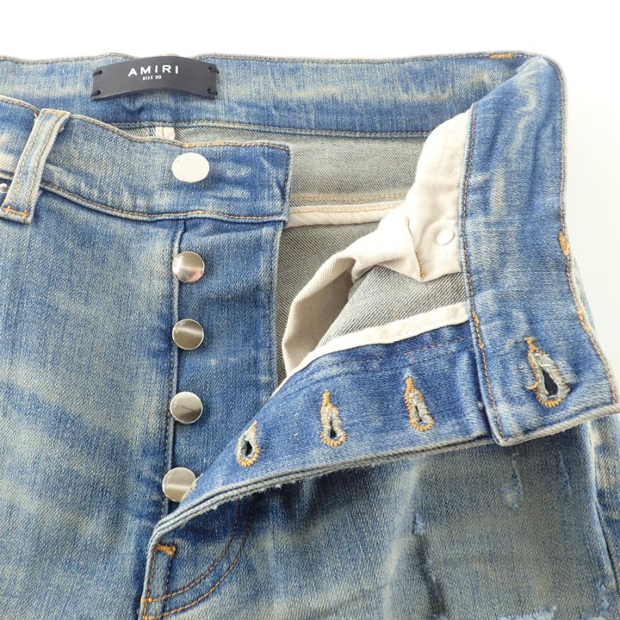 美品/21年 AMIRI アミリ SR1XMD005SAMDSI DAMAGE SKINNY DENIM PANTS
