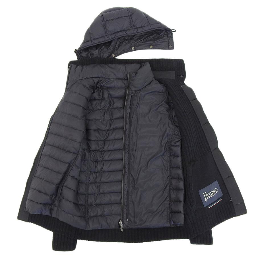 HERNO ヘルノ 3WAY ニット ジャケット メンズ 黒 ニット×ダウン 
