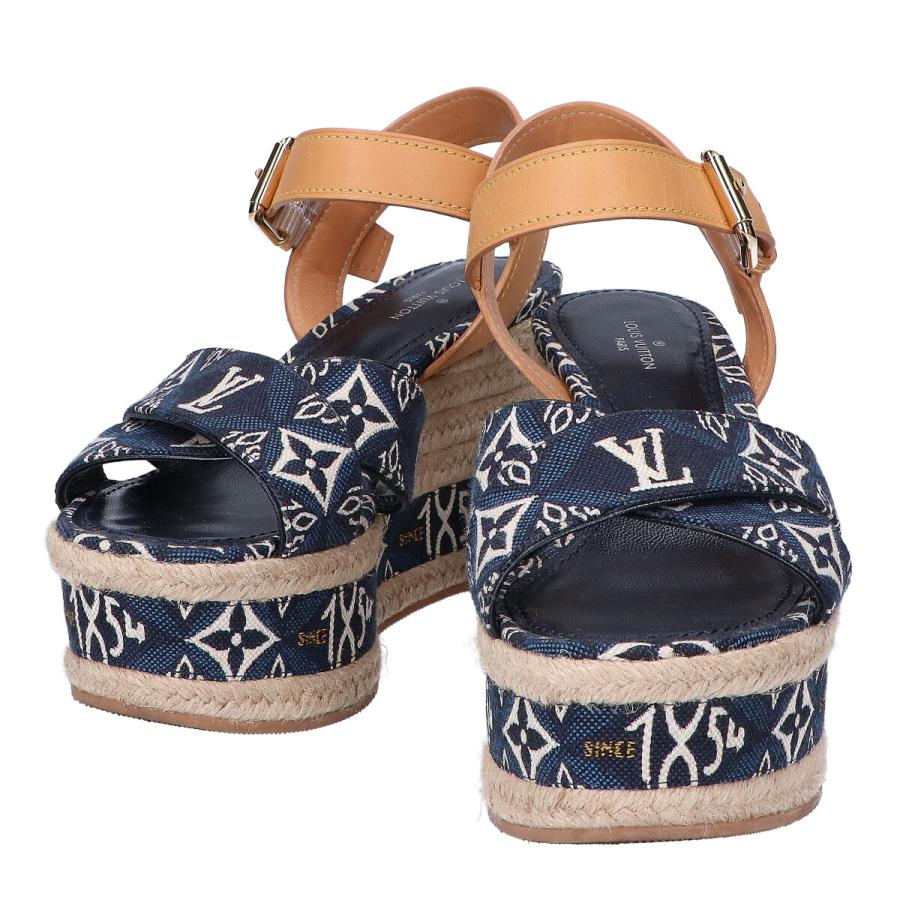 LOUIS VUITTON ネイビー ウェッジヒールサンダル LOUIS VUITTON