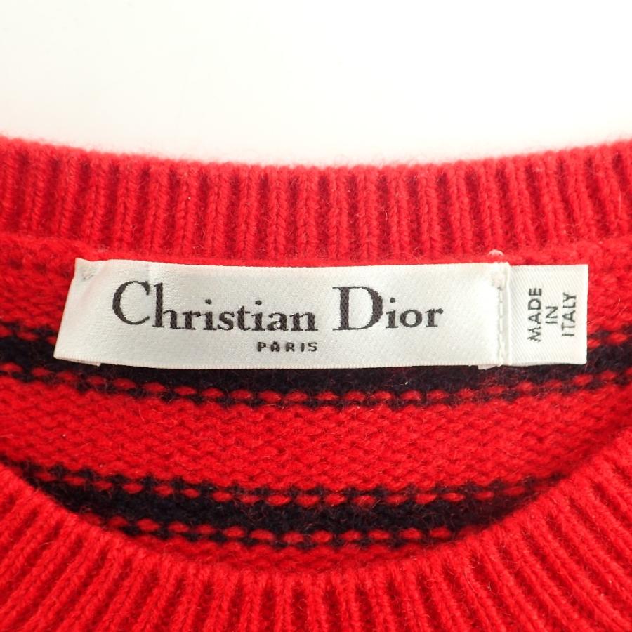 Christian Dior クリスチャンディオール レッド×ブラック カシミ100 J