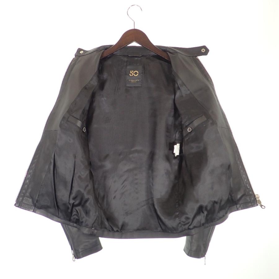 CINQUANTA チンクアンタ H‐502 1001 黒 ラムレザーシングルライダース 
