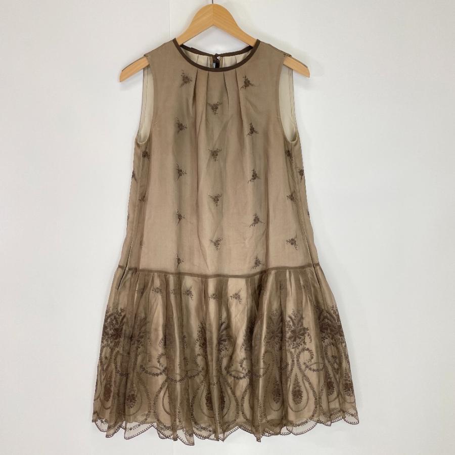 美品/ FOXEY フォクシー 35352-SoFG19K シルク100％ オーガンジー刺繍 