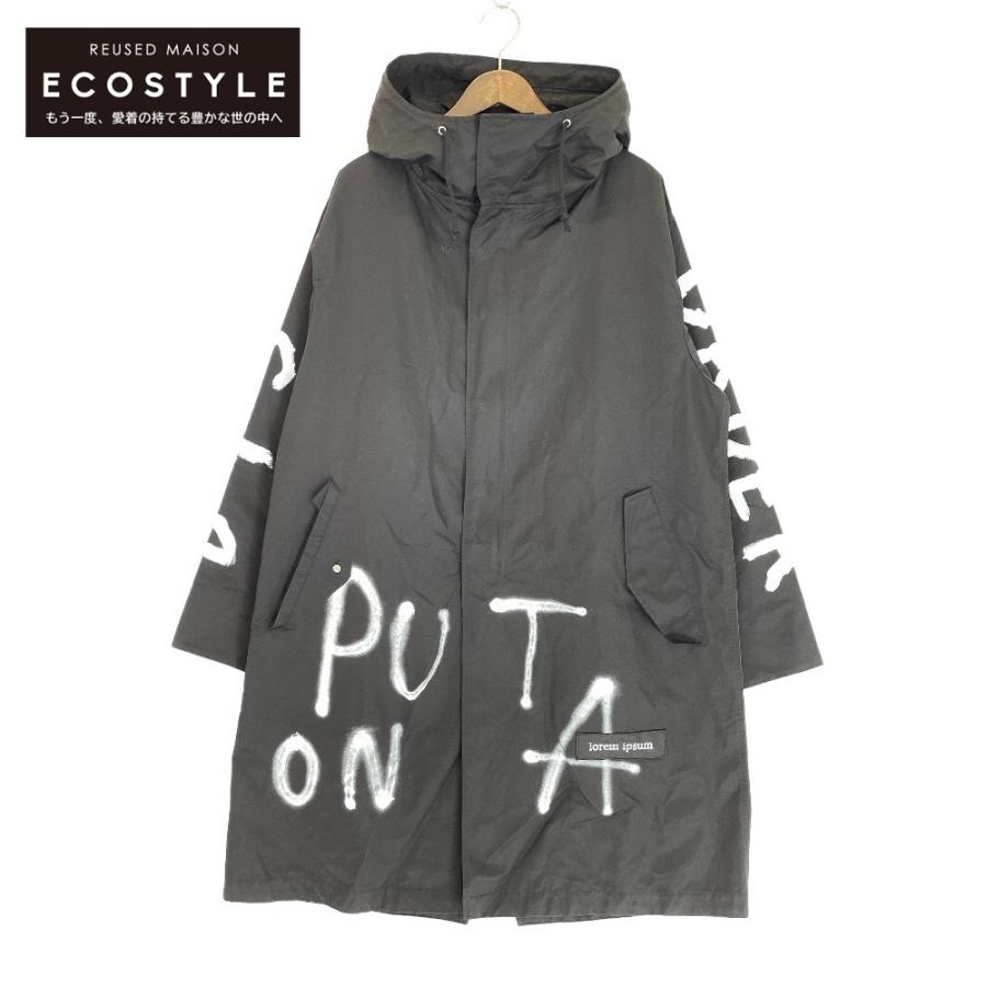 guernika ゲルニカ ブラック HAPPYFACE ペイント フーデットコート