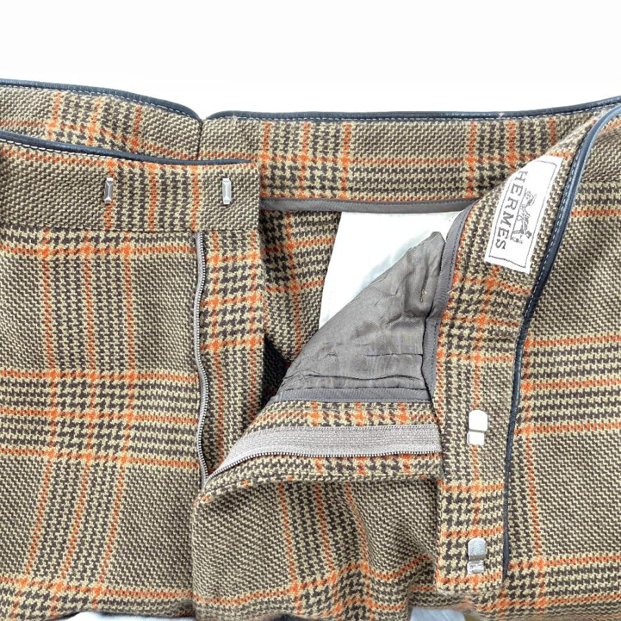 HERMES エルメス ゴルチエ期 ブラウン 一部レザー グレンチェック