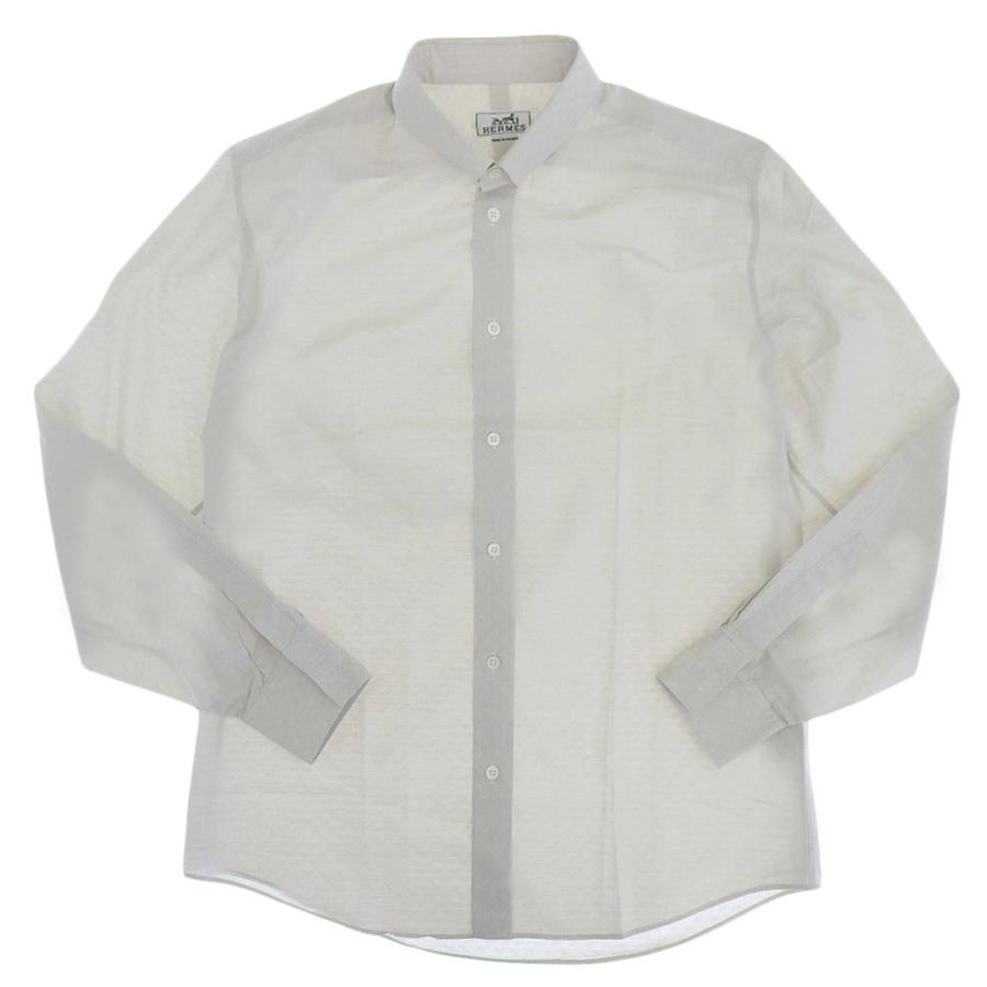 HERMES エルメス コットン 襟スナップボタン 袖セリエボタン