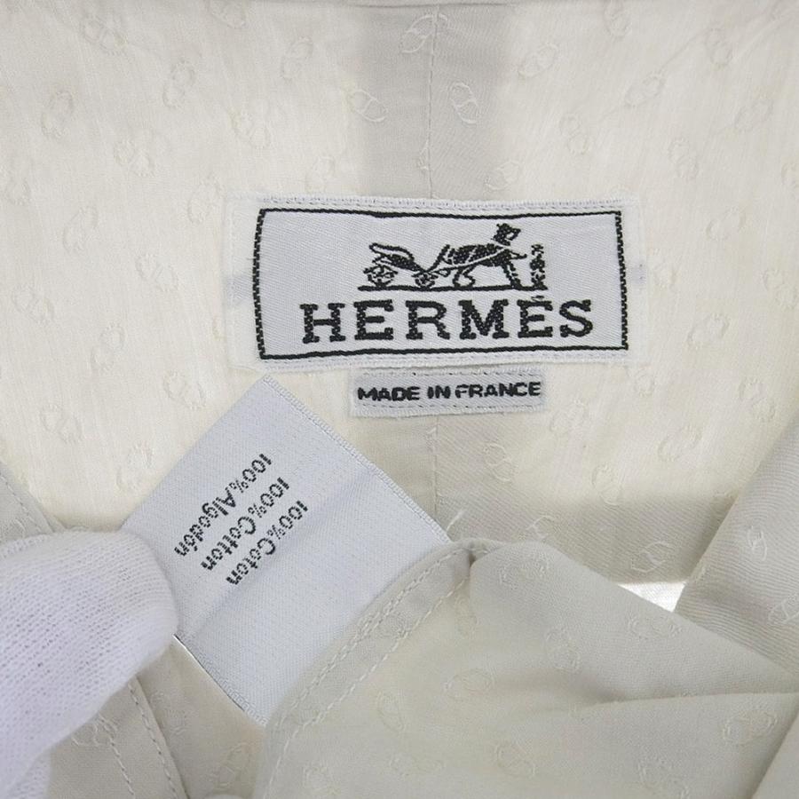 HERMES エルメス コットン 襟スナップボタン 袖セリエボタン 