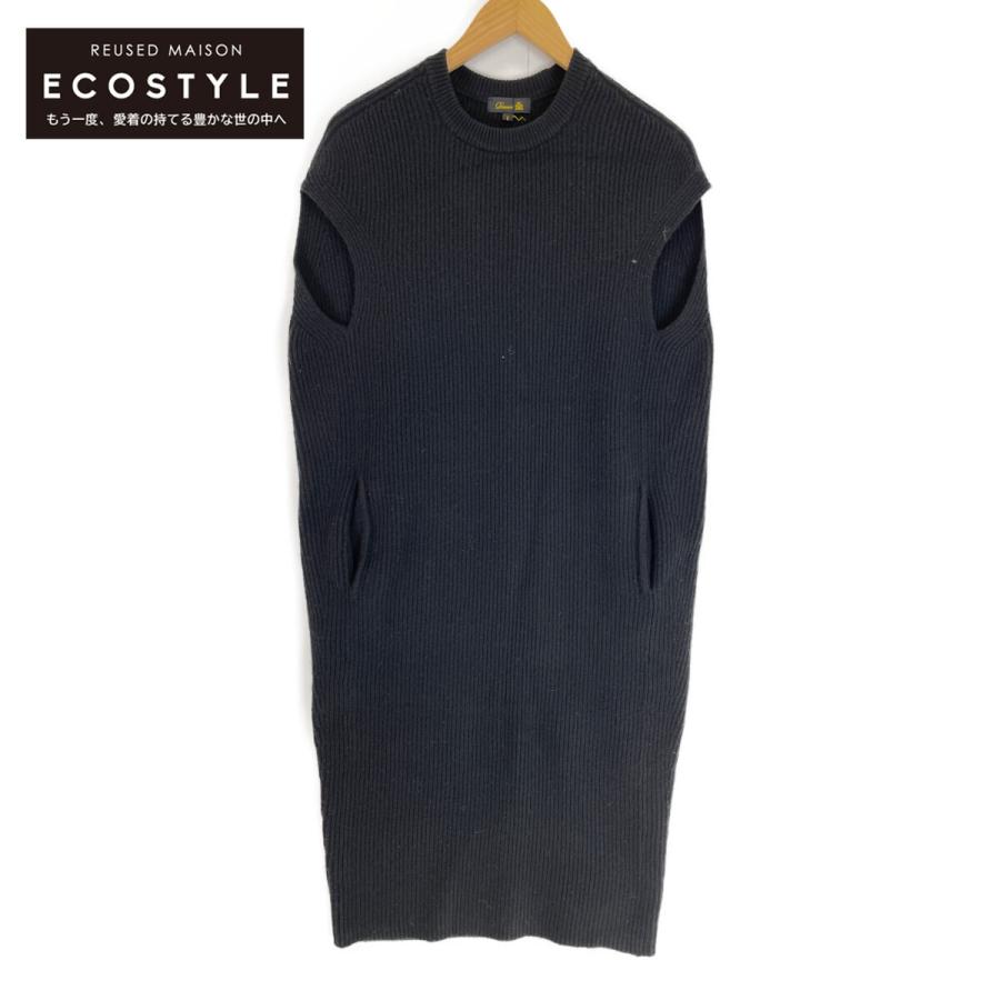 Drawer ドゥロワー ブラック 9G畦編みノースリーブニットワンピース  