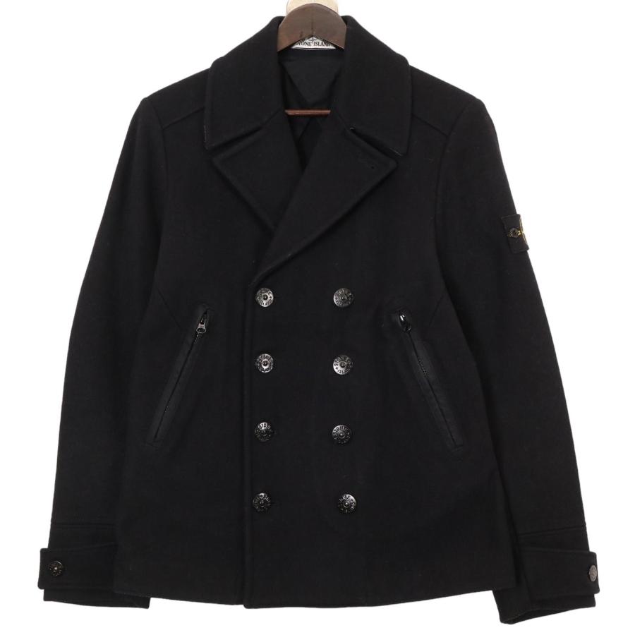 【高級・極美品】ストーンアイランド Pコート 刺繍ロゴ ウール100% ネイビー STONE ISLAND ストーンアイランド 611541427 ネイビー クラシックP