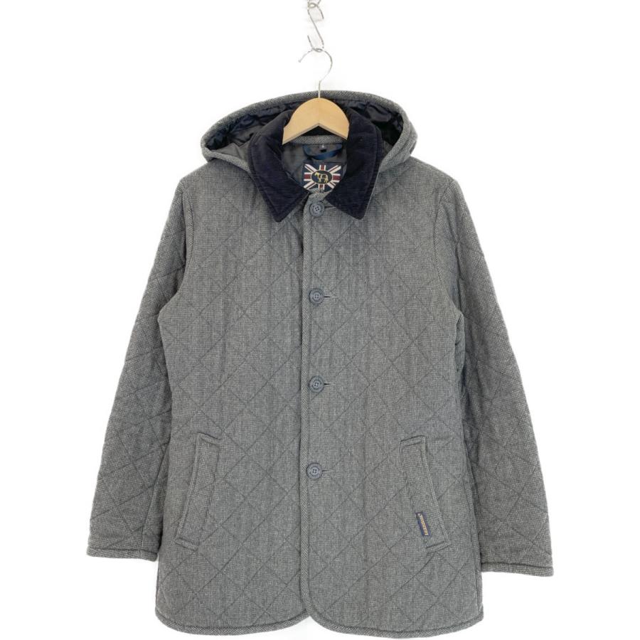 LAVENHAM ラベンハム ボアキルティングコート グレー 38 ラベンハム ブランドン 現行 ウール キルティングコート 裏ボア グレー
