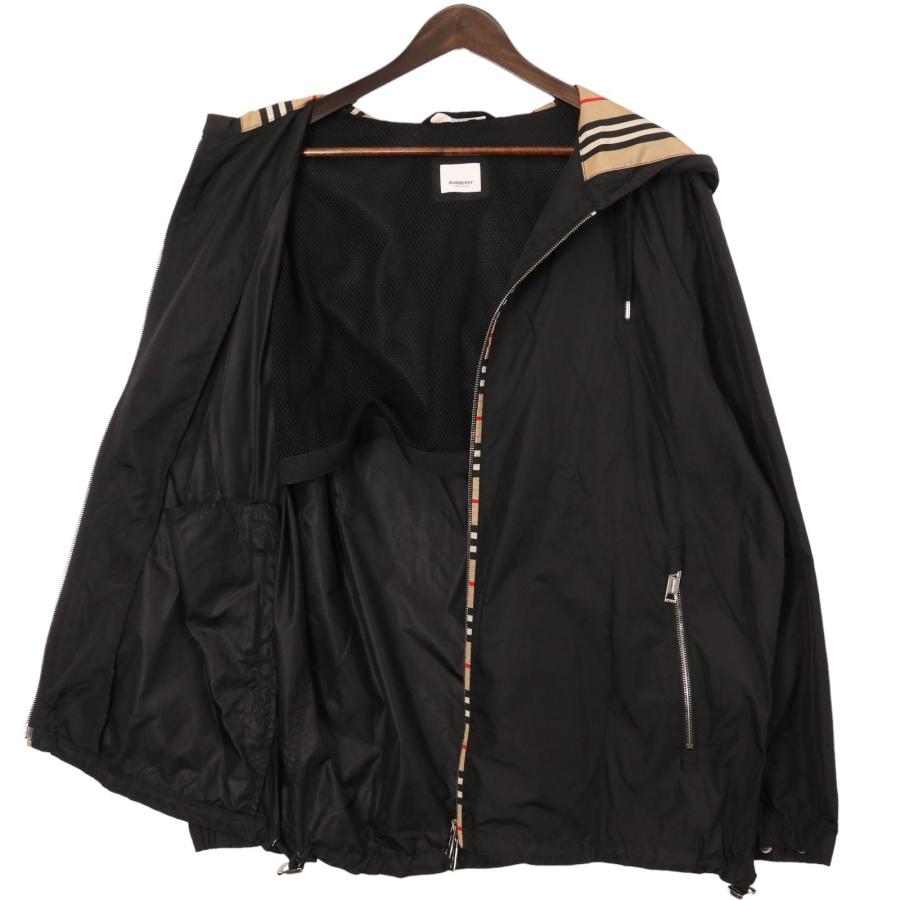 BURBERRY フード付きジャケット ブラック/ストライプ ナイロン フーデッドジャケット (ブラック) - ウィメンズ, ナイロン